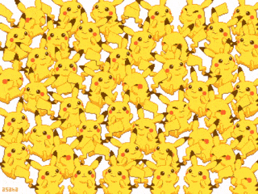 a bunch of pikachu are on a white background with the letters asha on the bottom right