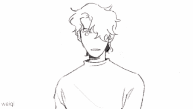 a drawing of a man with a black eye and a white shirt .
