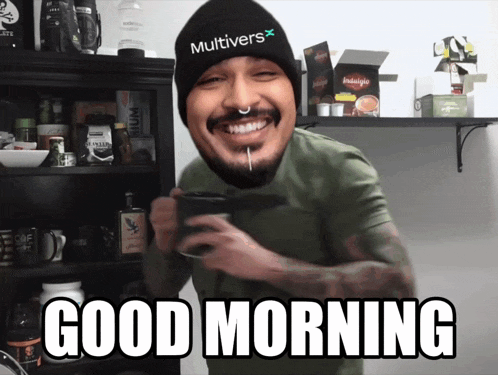 a man wearing a beanie that says multivers