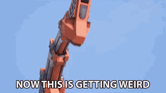 a picture of a crane with the words now this is getting weird