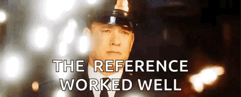 a man in a police uniform is standing in front of a sign that says the reference worked well