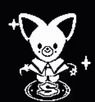 a black and white drawing of a dog with a bow tie and a dollar sign in the background .