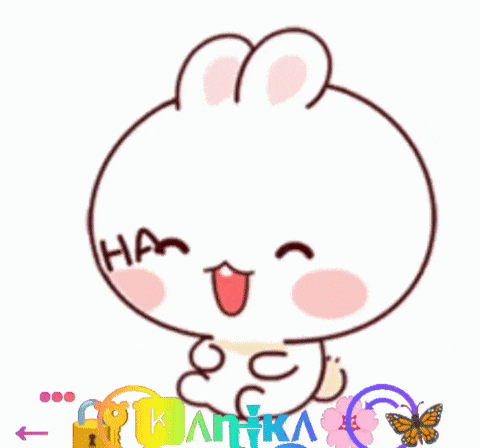 a cartoon rabbit is laughing with the words ha ha ha