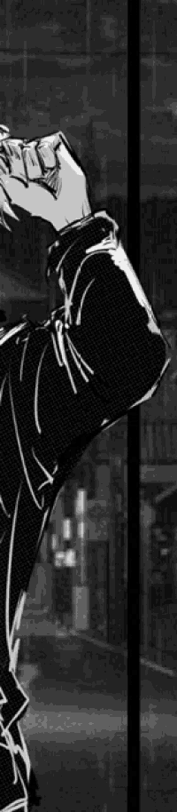 a black and white drawing of a person standing in front of a glass wall .