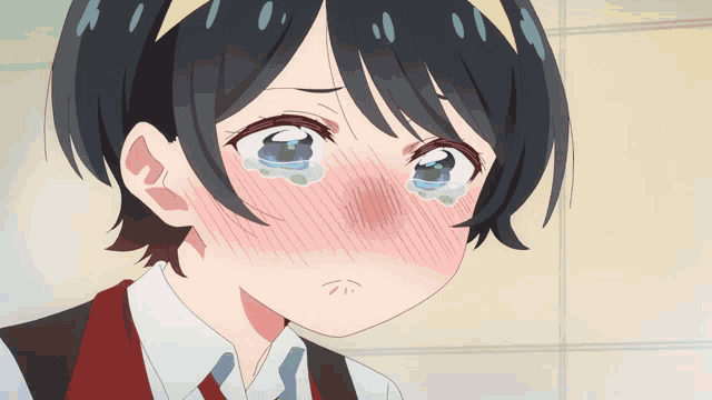a girl with tears running down her face