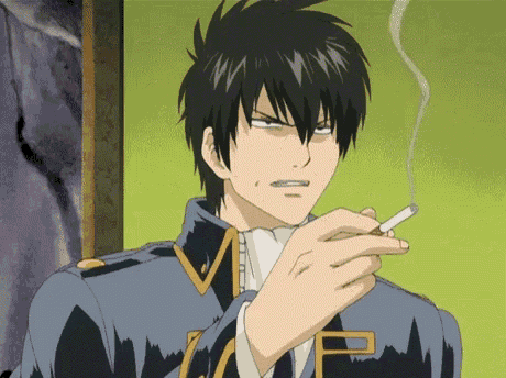 a cartoon character is smoking a cigarette and making a funny face