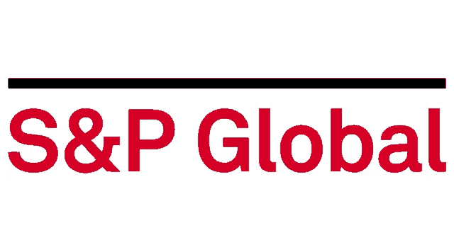 a logo for s & p global in red letters