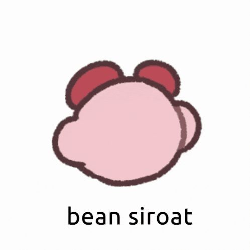 a cartoon character with red glasses and the word bean siroat underneath it