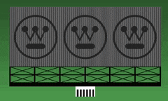 a billboard with three smiley faces and the letter w on them