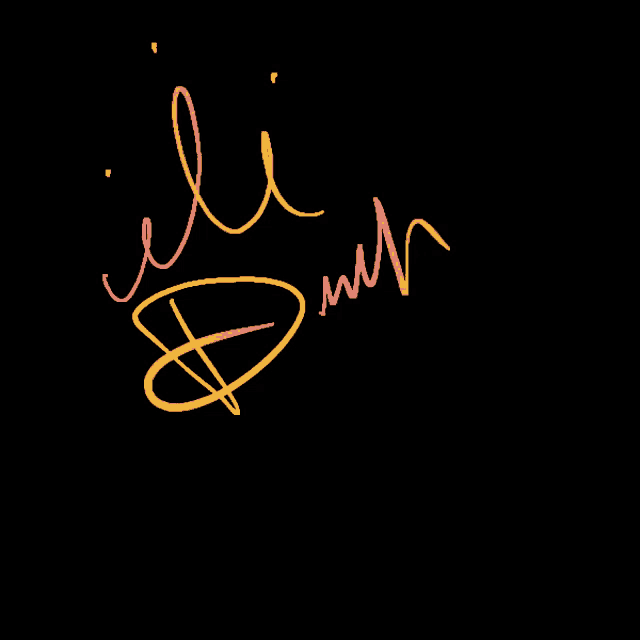 a black background with a yellow and orange signature that says ' elli smith '