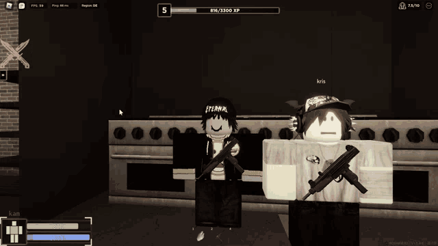 two roblox characters are standing next to each other and one has a hat that says i 'm a ninja