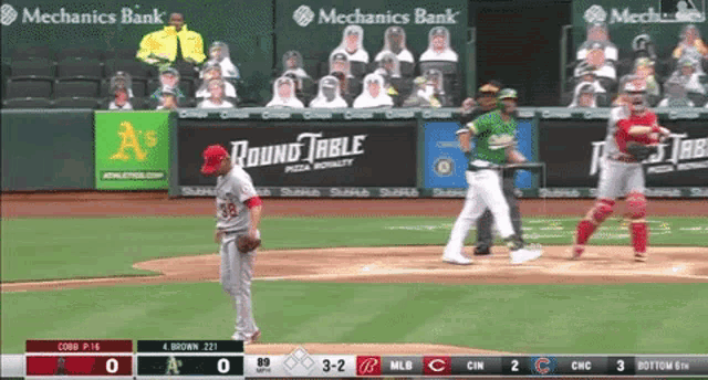 a baseball game between the a's and the cubs