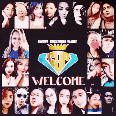 a collage of people with the words welcome on it