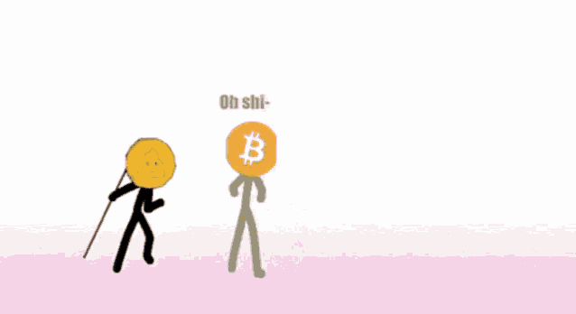 a stick figure is holding a sword and a coin with the letter b on it