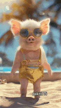 a picture of a pig wearing sunglasses and a bikini with the name daikiti775 written below it