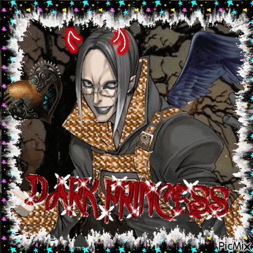 a picture of a devil with horns and the word dark princess