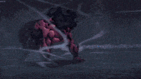 a close up of a person 's butt with a purple light behind them .
