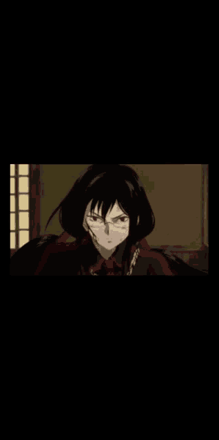 a cartoon character is holding a sword in a dark room