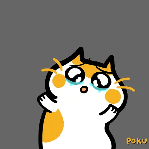 a cartoon cat is crying and the word nooo is written above it