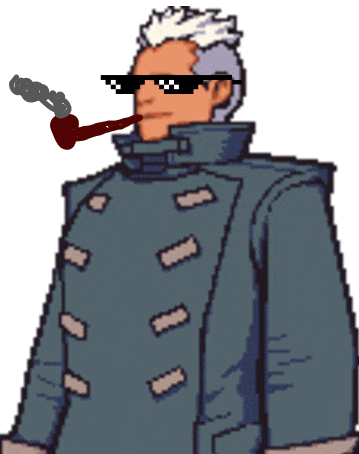 a pixel art drawing of a man smoking a pipe and wearing sunglasses