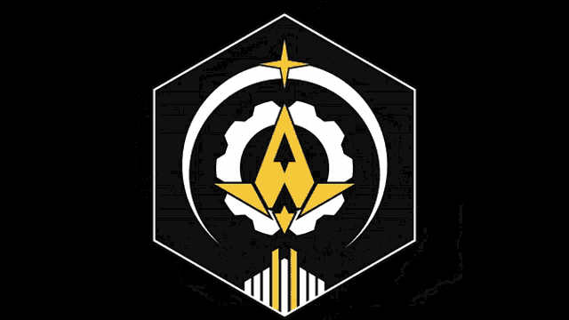 a black background with a white circle with a yellow star in it