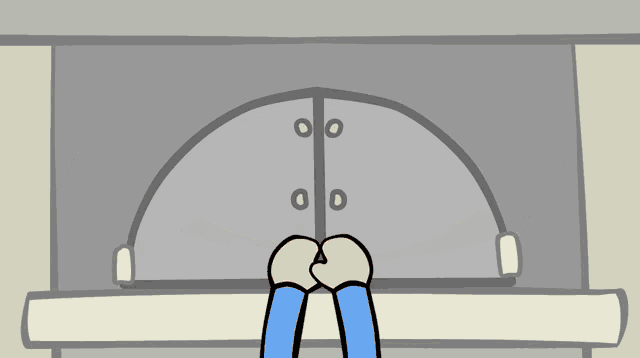 a cartoon drawing of a pizza being baked in a oven