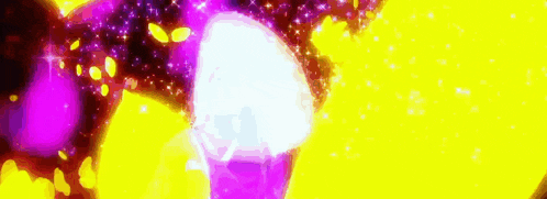 a purple and yellow background with a purple object in the middle .