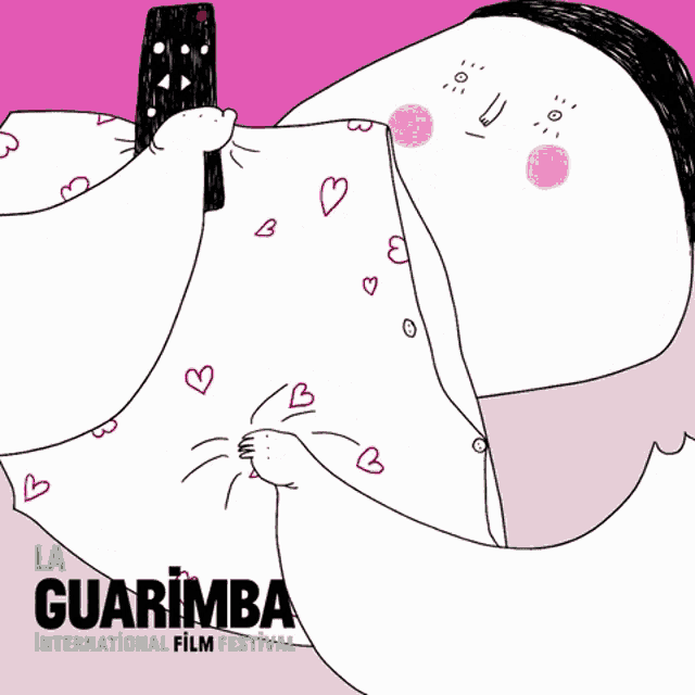 a poster for the guarimba international film festival shows a person holding a remote