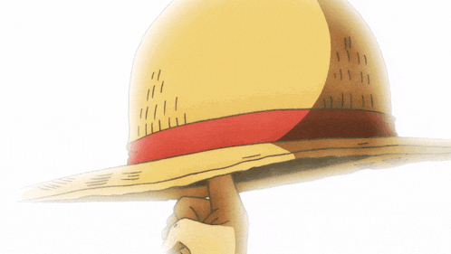a straw hat with a red band is being held by a hand