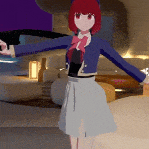 a cartoon character with red hair and a bow tie