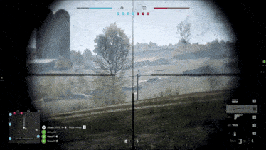 a screenshot of a video game shows a sniper aiming at someone