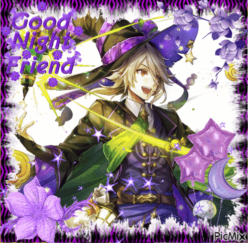 a picture of a witch with the words good night friend