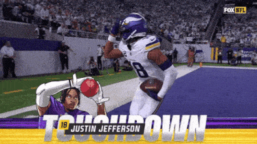 a fox nfl ad for justin jefferson shows him catching a ball