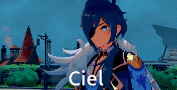 a pixel art of a person with the word ciel on the bottom right