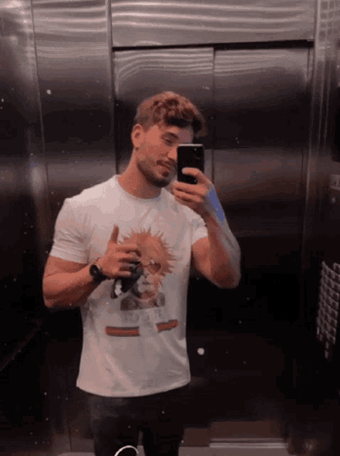 a man in a gucci shirt takes a selfie