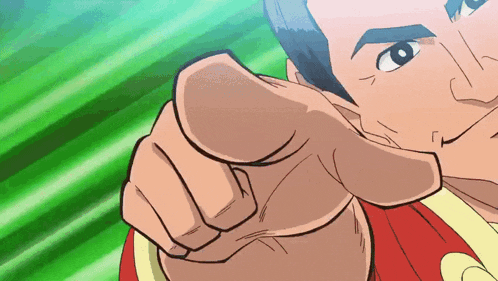 a cartoon drawing of a man pointing his finger at the camera