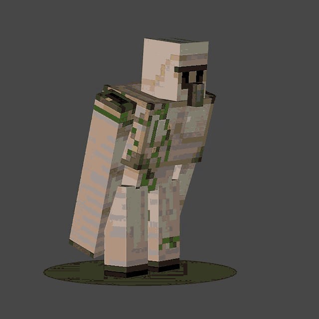 a pixel art of a minecraft character with a red eye