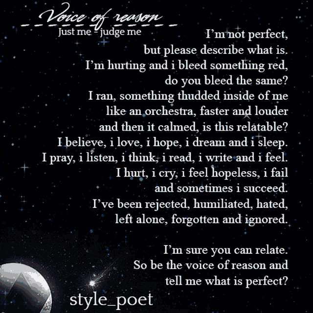 a poem titled voice of reason just me judge me by style_poet