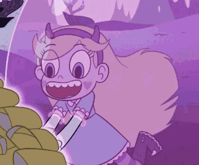 star butterfly from star vs the forces of evil is smiling while holding a cup
