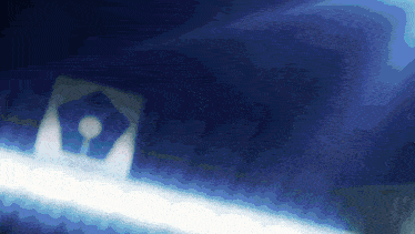 a blue background with a white circle and a triangle