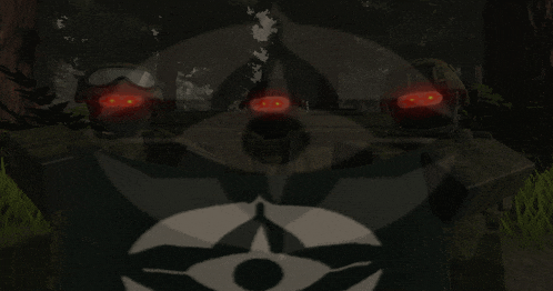 a group of soldiers with red eyes are standing in the dark