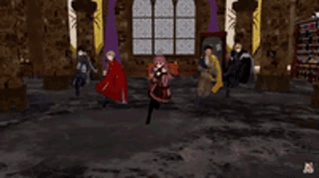 a video game character wearing sunglasses and red gloves is standing in front of a window .