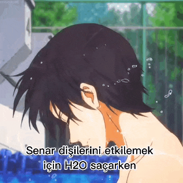 a cartoon of a man washing his face with the words " senar dişlerini etkilemek için h20 sacarken "