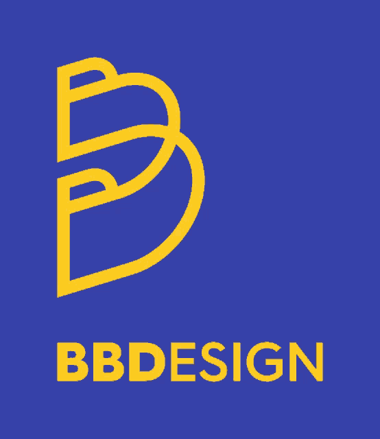 a blue and yellow logo for bbdesign