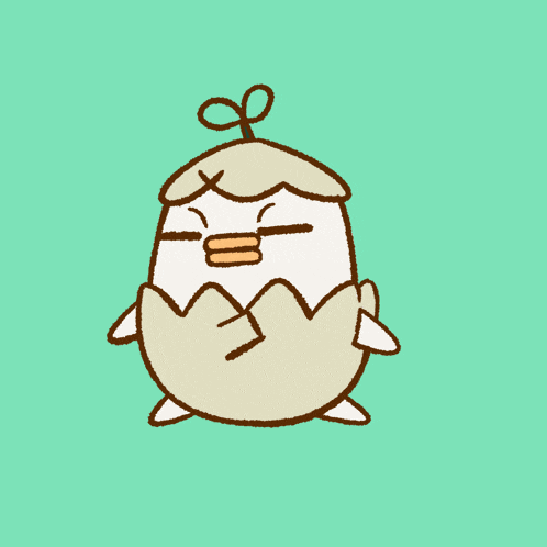 a cartoon drawing of a chicken in a egg shell