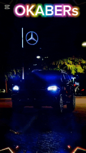 a poster for okabers with a mercedes logo