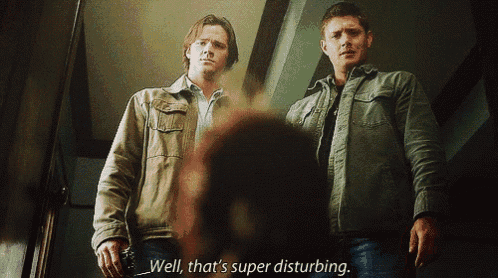 two men standing next to each other with the words well that 's super disturbing