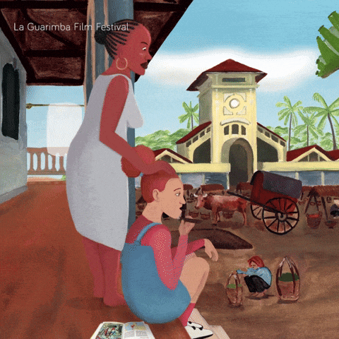 a poster for the la guarimba film festival shows a woman and a girl