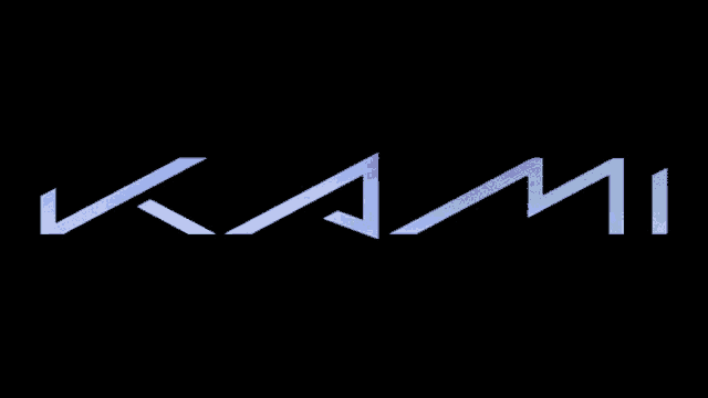 a logo for a company called kami is displayed on a black background
