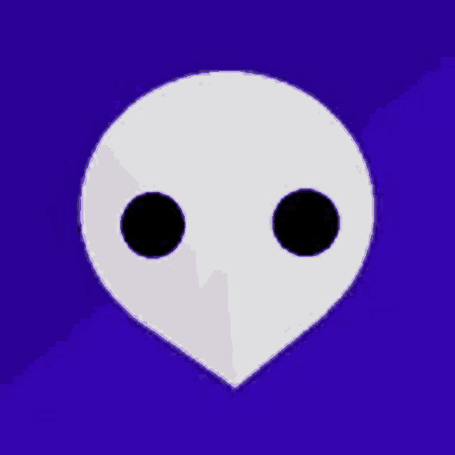 a white circle with two black circles on it on a blue background .
